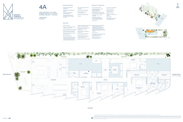 Plan 4A floor plan, Garden Floors, Monad Terrace: 4 Bedrooms, 4.5 Bathrooms, 4,809 square feet total
